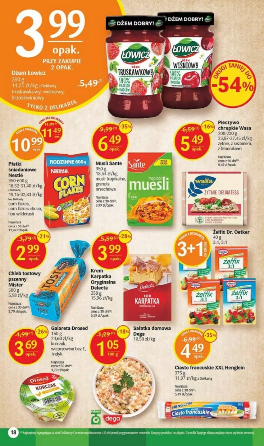 Gazetka promocyjna Delikatesy Centrum - ważna 17.08 do 23.08.2023 - strona 10 - produkty: Chleb, Chleb tostowy, Chrupki, Danio, Dega, Delecta, Dr. Oetker, Dżem, Fa, Gala, Gin, Karp, Kurczak, Lion, Mus, Sałat, Sałatka, Sezam, Tropical, Wasa, Wieprzowina