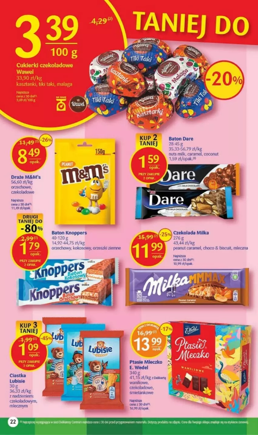 Gazetka promocyjna Delikatesy Centrum - ważna 17.08 do 23.08.2023 - strona 15 - produkty: Baton, Ciastka, Czekolada, E. Wedel, Knoppers, Kokos, Lubisie, Milka, Mleczko, Ptasie mleczko, Rum