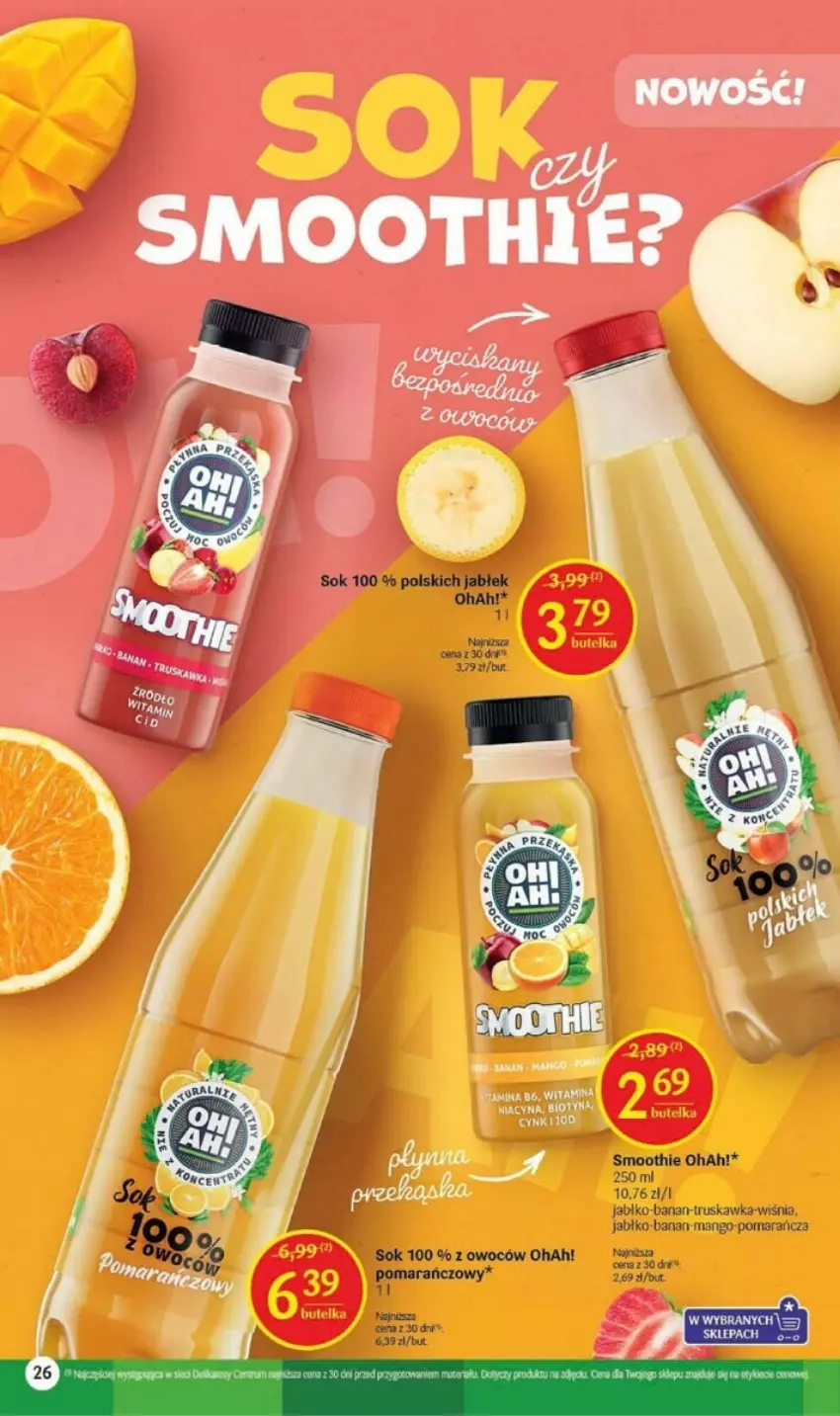 Gazetka promocyjna Delikatesy Centrum - ważna 17.08 do 23.08.2023 - strona 19 - produkty: Cynk, Fa, Mango, Smoothie, Sok