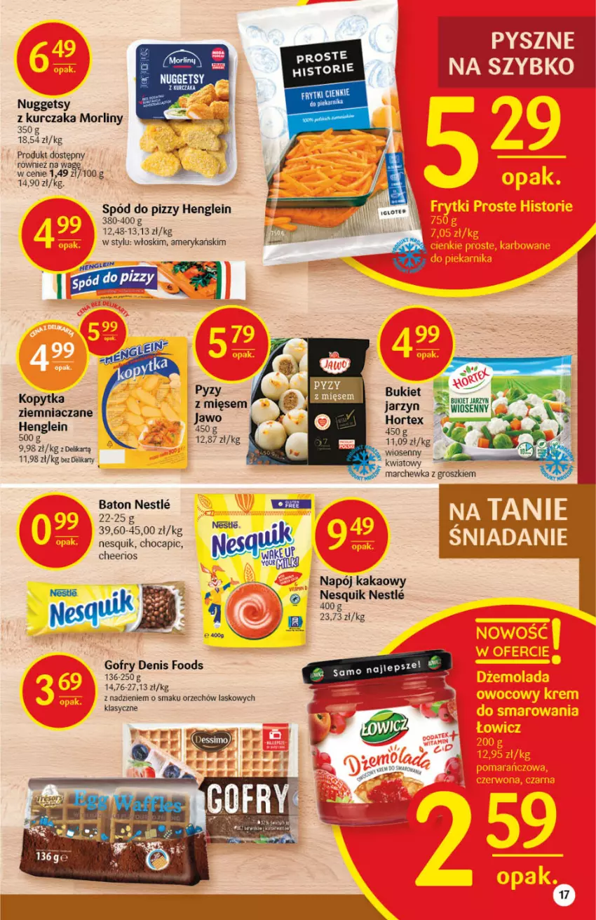 Gazetka promocyjna Delikatesy Centrum - Gazetka DC43 n. fresh - ważna 28.10 do 03.11.2021 - strona 17 - produkty: Baton, Bukiet, Cheerios, Fa, Gofry, Hortex, Kakao, Kopytka, Kurczak, Marchewka, Mola, Morliny, Napój, Nesquik, Piekarnik, Spód do pizzy