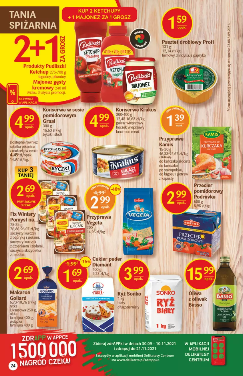 Gazetka promocyjna Delikatesy Centrum - Gazetka DC43 n. fresh - ważna 28.10 do 03.11.2021 - strona 24 - produkty: Bigos, Boczek, Boczek wieprzowy, Cukier, Cukier puder, Diamant, Fa, Goliard, Gra, Graal, Kamis, Krakus, Kurczak, LG, Makaron, Mobil, Pasztet, Podravka, Por, Puder, Rum, Ryż, Sałat, Sałatka, Ser, Sonko, Sos, Vegeta, Winiary, Wstążka