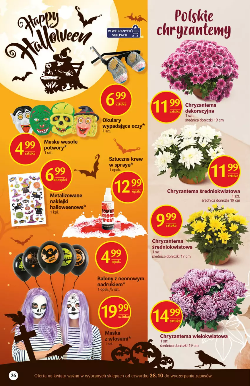 Gazetka promocyjna Delikatesy Centrum - Gazetka DC43 n. fresh - ważna 28.10 do 03.11.2021 - strona 26 - produkty: Balony, Chryzantema, Fa, Klej, Maska