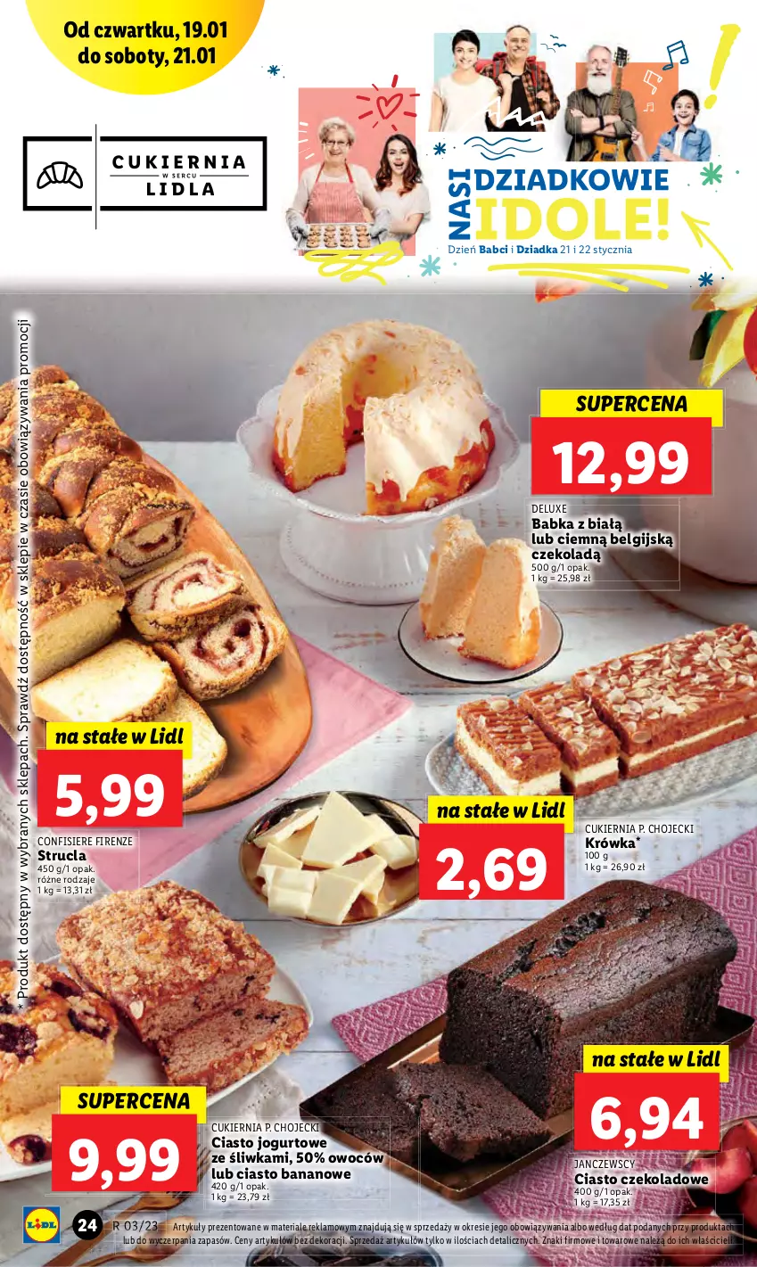 Gazetka promocyjna Lidl - GAZETKA - ważna 19.01 do 21.01.2023 - strona 28 - produkty: Babka, Ciasto czekoladowe, Ciasto jogurtowe, Cukier, Jogurt, LG, Strucla