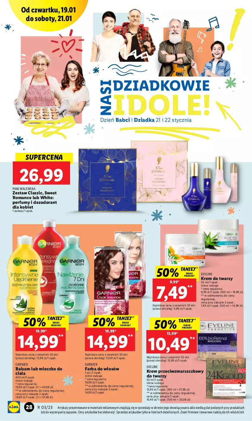 Gazetka promocyjna Lidl - GAZETKA - ważna 19.01 do 21.01.2023 - strona 32 - produkty: Dezodorant, Eveline, Fa, Farba do włosów, Garnier, Krem do twarzy, Krem przeciwzmarszczkowy, Mars, Mleczko, Mleczko do ciała, Perfum