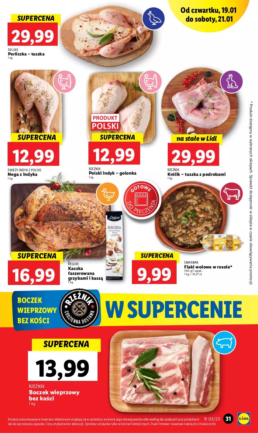 Gazetka promocyjna Lidl - GAZETKA - ważna 19.01 do 21.01.2023 - strona 35 - produkty: Boczek, Boczek wieprzowy, Fa, Flaki, Flaki wołowe, Kaczka, Kaczka faszerowana, Królik, Perliczka, Piec, Tusz