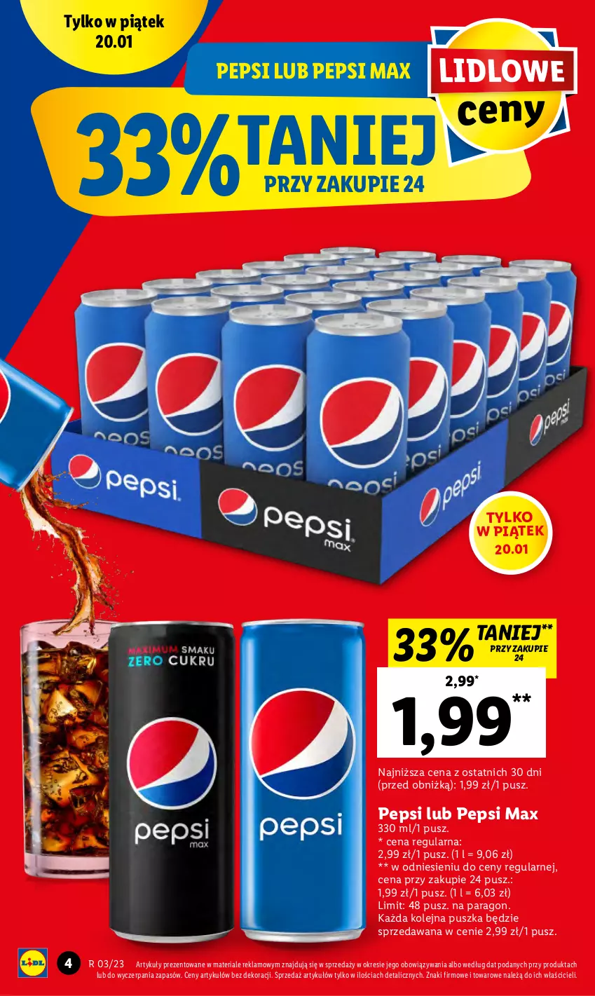 Gazetka promocyjna Lidl - GAZETKA - ważna 19.01 do 21.01.2023 - strona 4 - produkty: Olej, Pepsi, Pepsi max