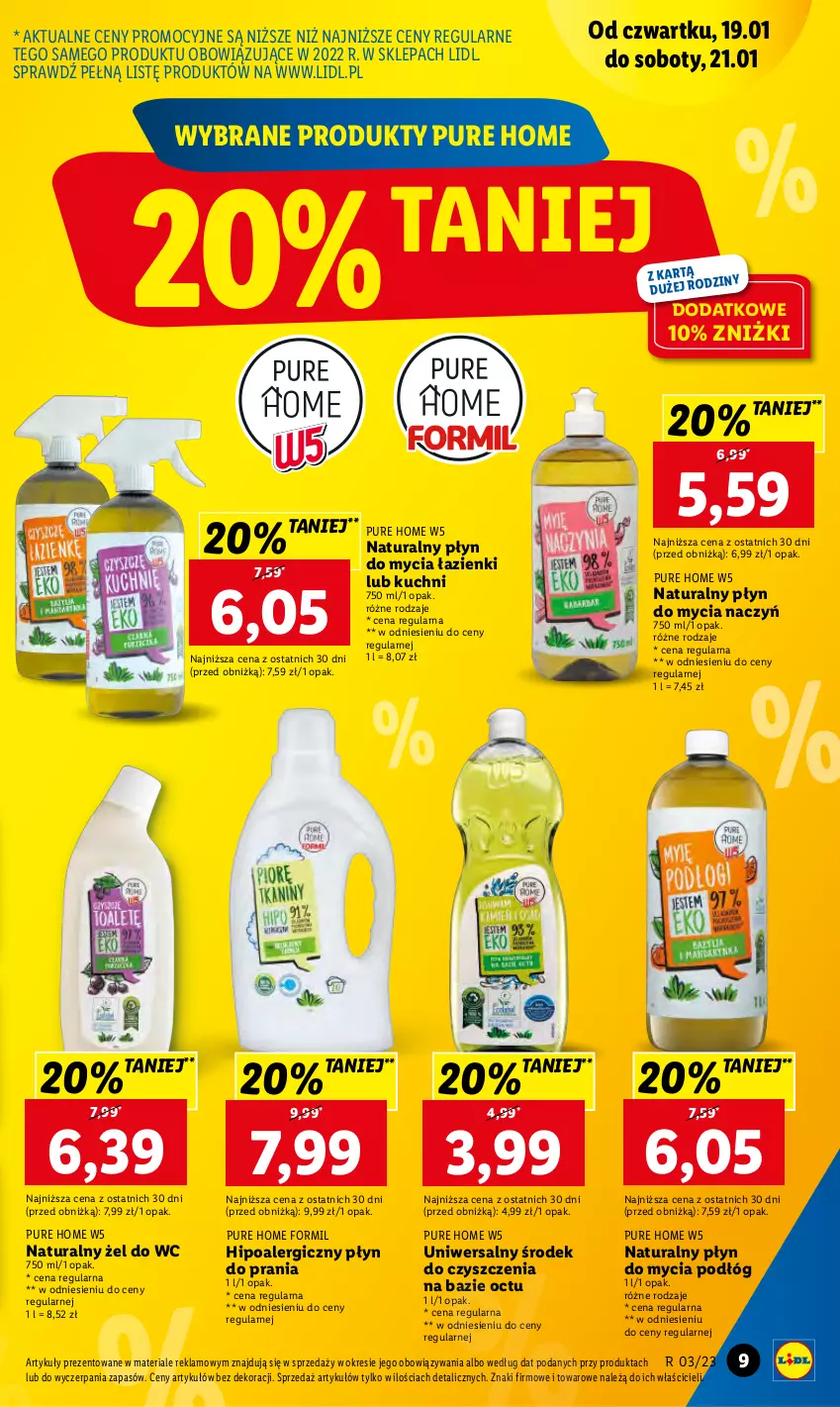 Gazetka promocyjna Lidl - GAZETKA - ważna 19.01 do 21.01.2023 - strona 9 - produkty: Do mycia naczyń, Płyn do mycia, Płyn do mycia naczyń, Płyn do mycia podłóg, Płyn do prania, Pur