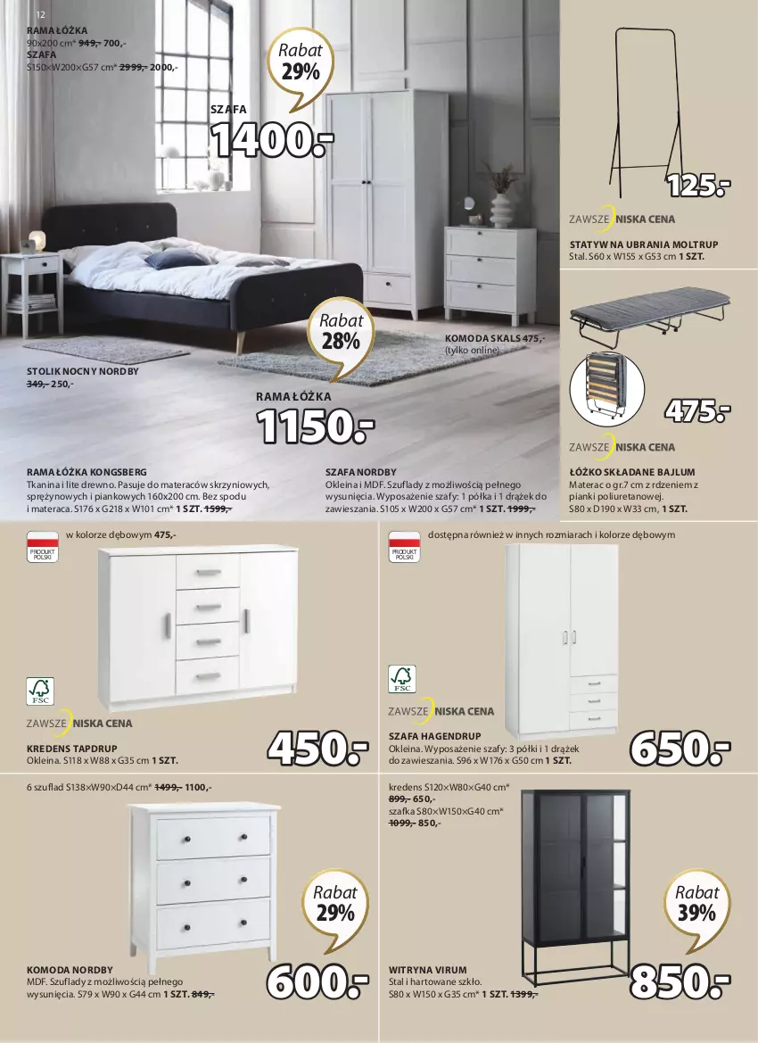 Gazetka promocyjna Jysk - Oferta tygodnia - ważna 01.02 do 07.03.2023 - strona 13 - produkty: Fa, Komoda, Kredens, Materac, Moda, Półka, Rama, Rama łóżka, Rum, Statyw na ubrania, Stolik, Stolik nocny, Szafa, Szafka, Tera, Ubrania, Witryna