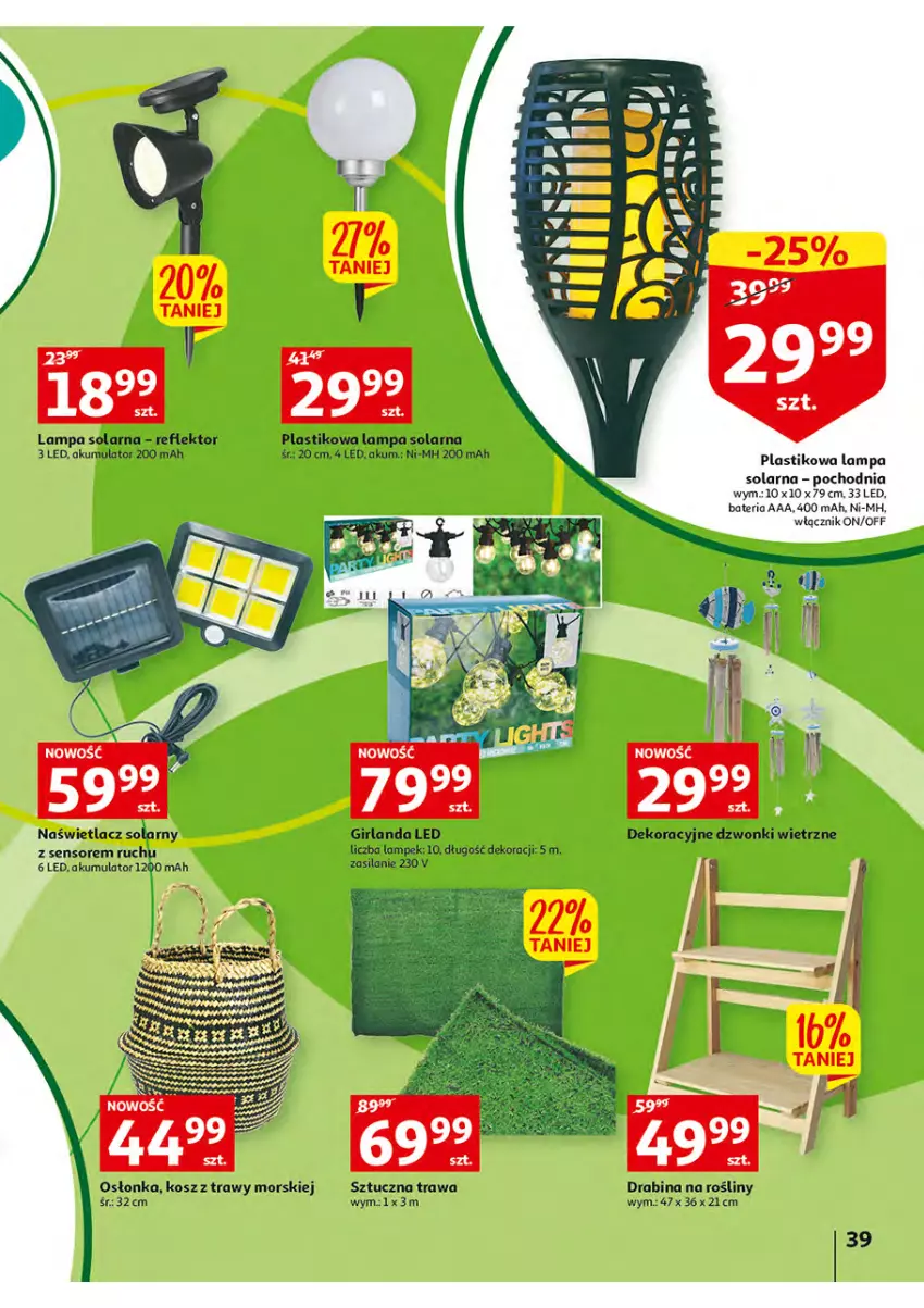 Gazetka promocyjna Auchan - Włoska kuchnia jest w cenie Hipermarkety - ważna 05.05 do 11.05.2022 - strona 39 - produkty: Akumulator, Bateria, Drabina, Girlanda, Kosz, Lampa, Naświetlacz, Osłonka, Reflektor, Silan