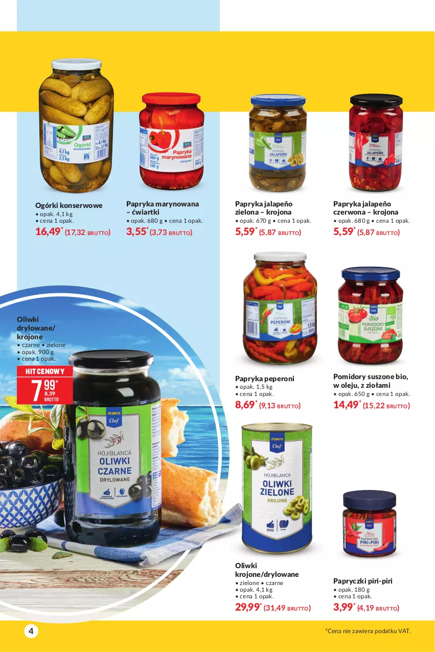 Gazetka promocyjna Makro - [Oferta specjalna] Letni relaks - ważna 13.07 do 26.07.2021 - strona 4 - produkty: Ogórki konserwowe, Olej, Oliwki, Papryczki piri-piri, Papryka, Papryka jalapeño, Papryka marynowana, Pomidory, Ser