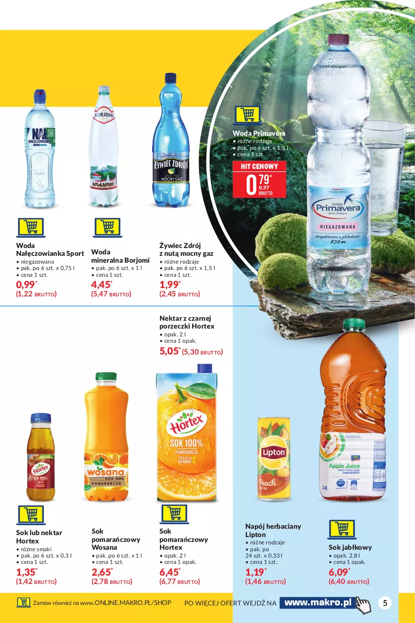 Gazetka promocyjna Makro - [Oferta specjalna] Letni relaks - ważna 13.07 do 26.07.2021 - strona 5 - produkty: Hortex, Lipton, Nałęczowianka, Napój, Nektar, Por, Prima, Primavera, Sok, Sok jabłkowy, Sok pomarańczowy, Sport, Woda, Woda mineralna, Wosana