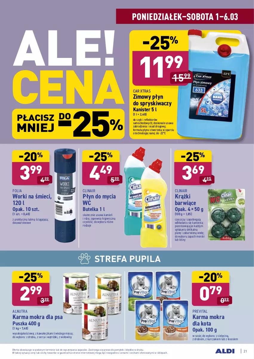 Gazetka promocyjna Aldi - ALE! CENA w ALDI - ważna 01.03 do 13.03.2021 - strona 21 - produkty: Clin, Fa, Kawa, Kurczak, Płyn do mycia, Płyn do spryskiwaczy, Reflektor, Ser, Sok, Sos, Worki na śmiec, Worki na śmieci