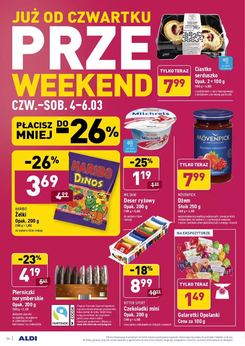 Gazetka promocyjna Aldi - ALE! CENA w ALDI - ważna 01.03 do 13.03.2021 - strona 24 - produkty: Cars, Deser, Dżem, Fa, Gala, Galaretki, Gra, Haribo, Kakao, Lanki, Mango, Piernik, Por, Ritter Sport, Ryż, Ser, Sport, Tera