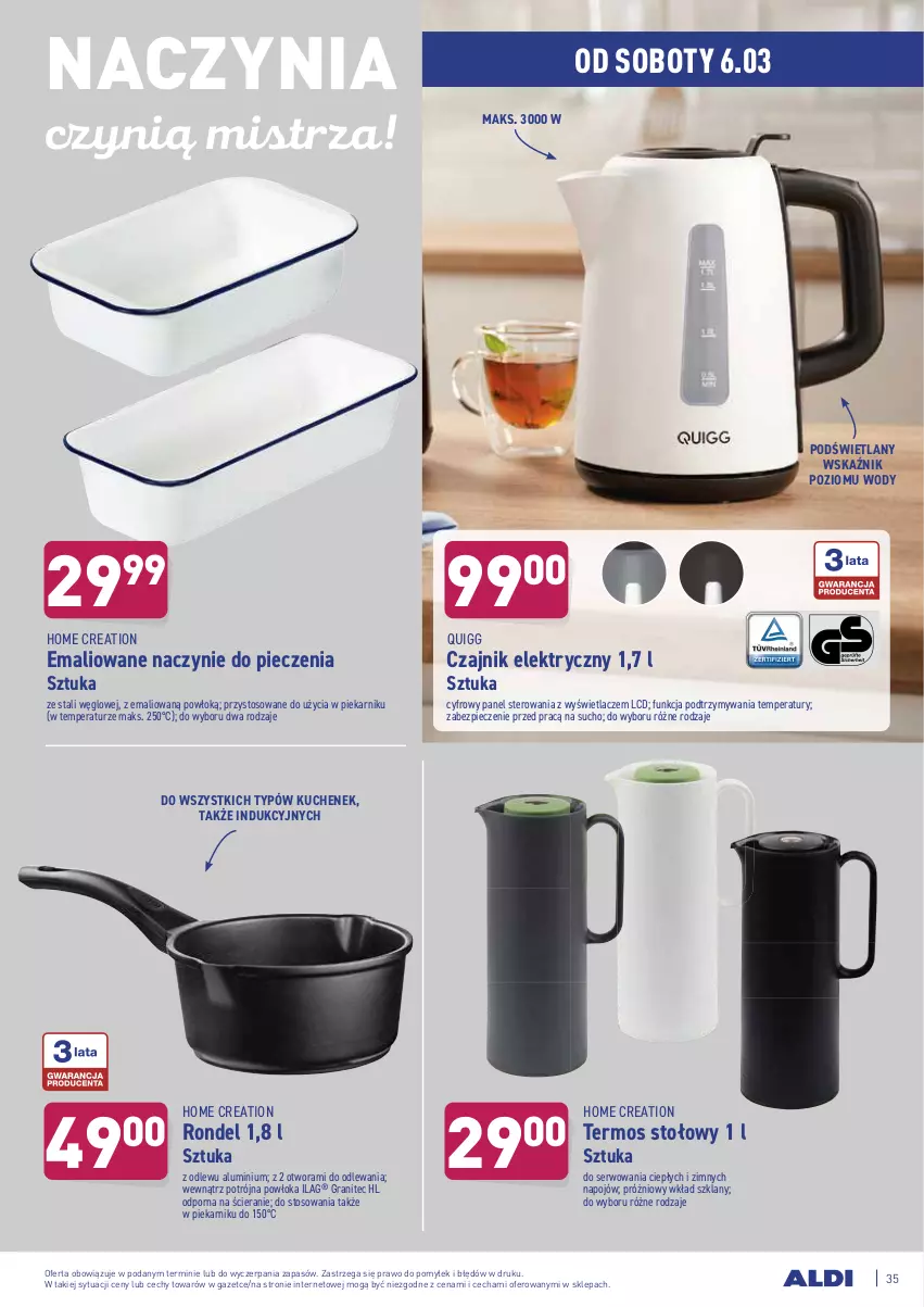 Gazetka promocyjna Aldi - ALE! CENA w ALDI - ważna 01.03 do 13.03.2021 - strona 35 - produkty: Czajnik, Czajnik elektryczny, Gra, Piec, Piekarnik, Por, Rondel, Ser, Termos