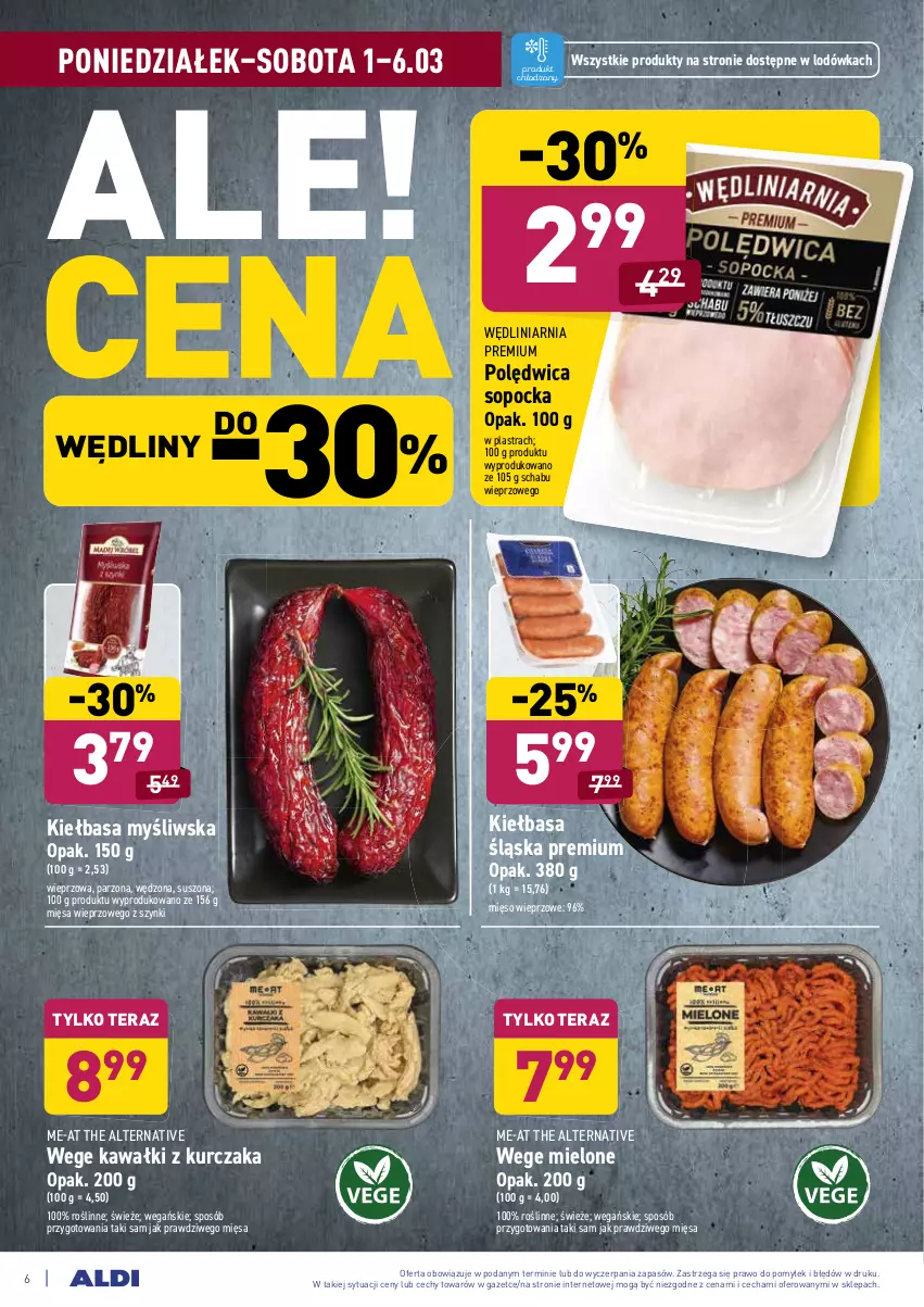 Gazetka promocyjna Aldi - ALE! CENA w ALDI - ważna 01.03 do 13.03.2021 - strona 6 - produkty: Kawa, Kiełbasa, Kiełbasa śląska, Kurczak, Lodówka, Mięso, Mięso wieprzowe, Polędwica, Tera