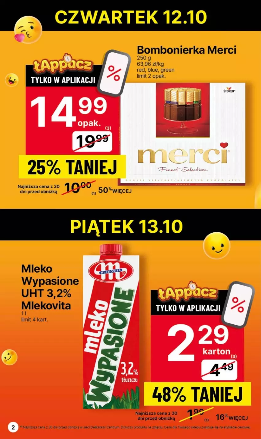 Gazetka promocyjna Delikatesy Centrum - Gazetka DC40 czw-sr - ważna 12.10 do 18.10.2023 - strona 2 - produkty: Merci, Mleko, Mlekovita