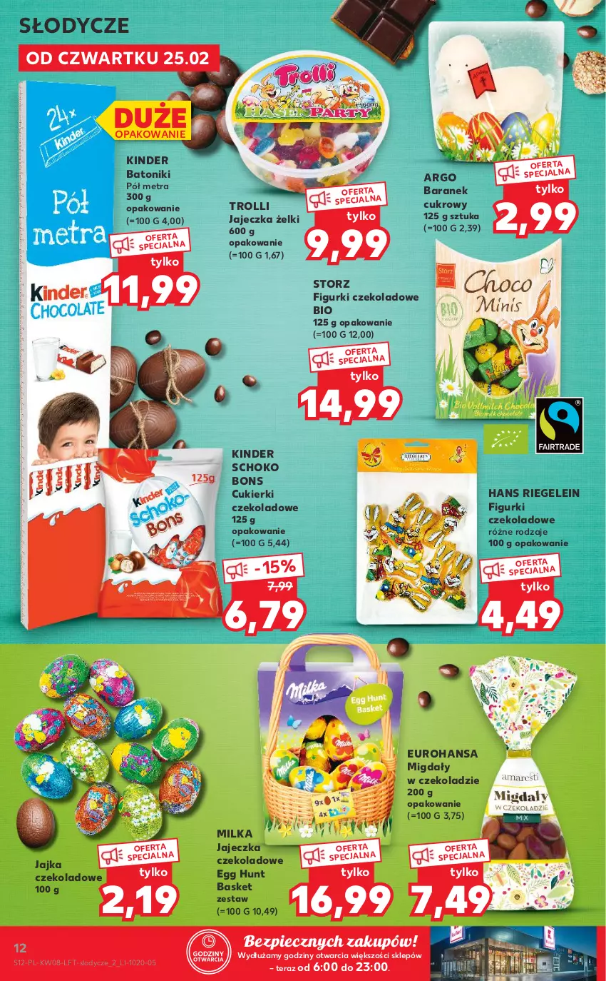 Gazetka promocyjna Kaufland - OFERTA TYGODNIA - ważna 25.02 do 03.03.2021 - strona 12 - produkty: Baton, Cukier, Cukierki, Cukierki czekoladowe, Kinder, Lody, Migdały, Migdały w czekoladzie, Milka, Piec, Tera, Tonik