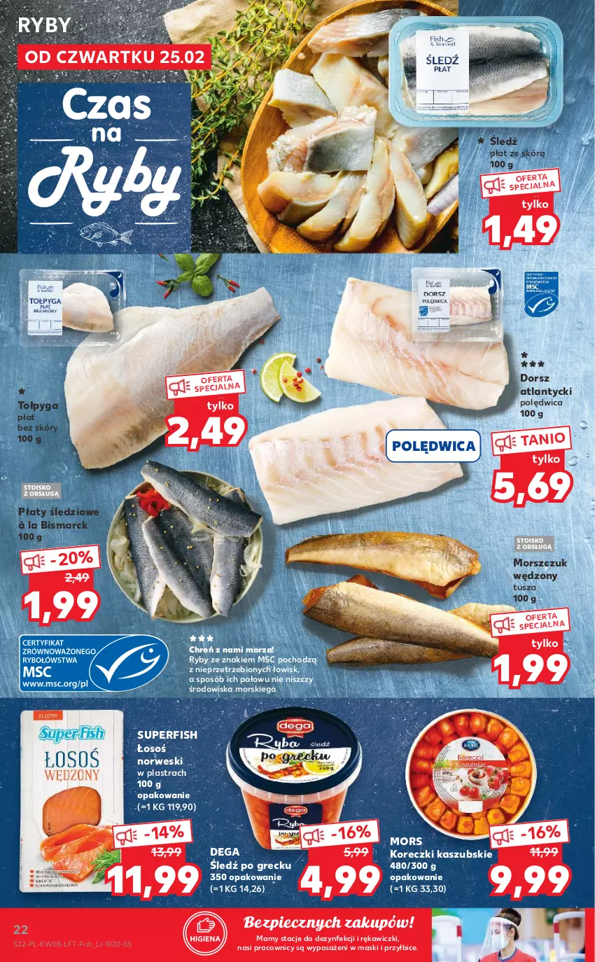 Gazetka promocyjna Kaufland - OFERTA TYGODNIA - ważna 25.02 do 03.03.2021 - strona 22 - produkty: BIC, Dega, Dorsz, Koreczki kaszubskie, Piec, Płaty śledziowe, Polędwica, Tołpyga, Tusz