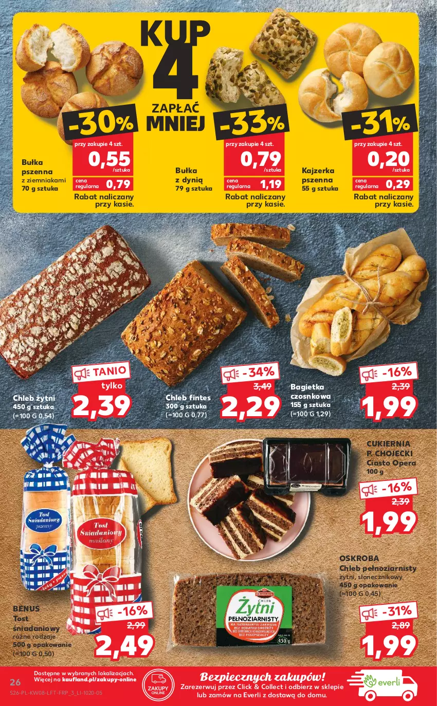 Gazetka promocyjna Kaufland - OFERTA TYGODNIA - ważna 25.02 do 03.03.2021 - strona 26 - produkty: Bagietka, Bagietka czosnkowa, Bułka, Chleb, Cukier, Danio, Dynią, Kajzerka, Kajzerka pszenna, Piec