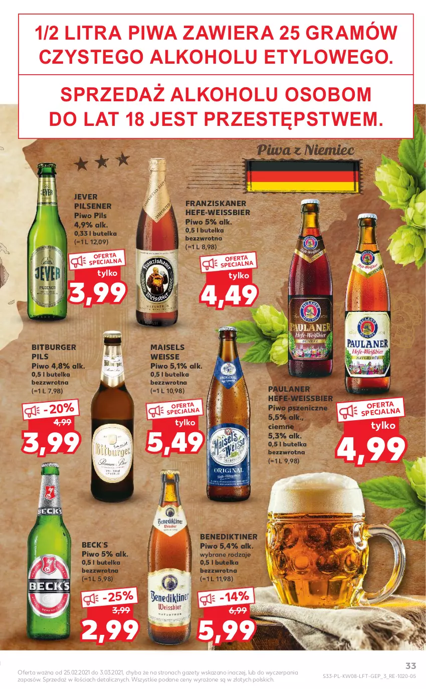 Gazetka promocyjna Kaufland - OFERTA TYGODNIA - ważna 25.02 do 03.03.2021 - strona 33 - produkty: Bitburger Pils, Burger, Gra, Piwa, Piwo, Skaner