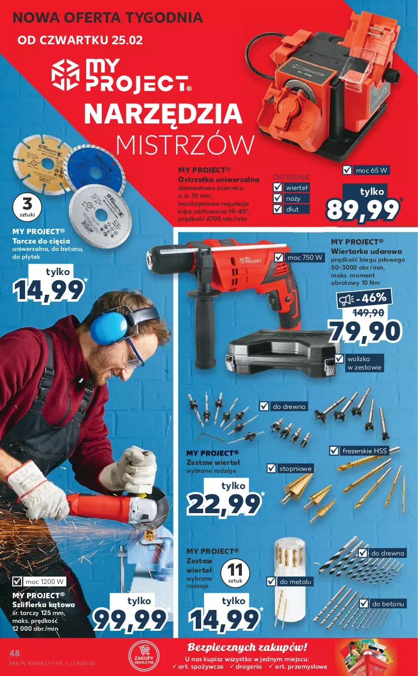 Gazetka promocyjna Kaufland - OFERTA TYGODNIA - ważna 25.02 do 03.03.2021 - strona 48 - produkty: Noż, Piec, Szlifierka, Szlifierka kątowa, Tarka, Top, Walizka, Wiertarka, Wiertarka udarowa, Zestaw wierteł