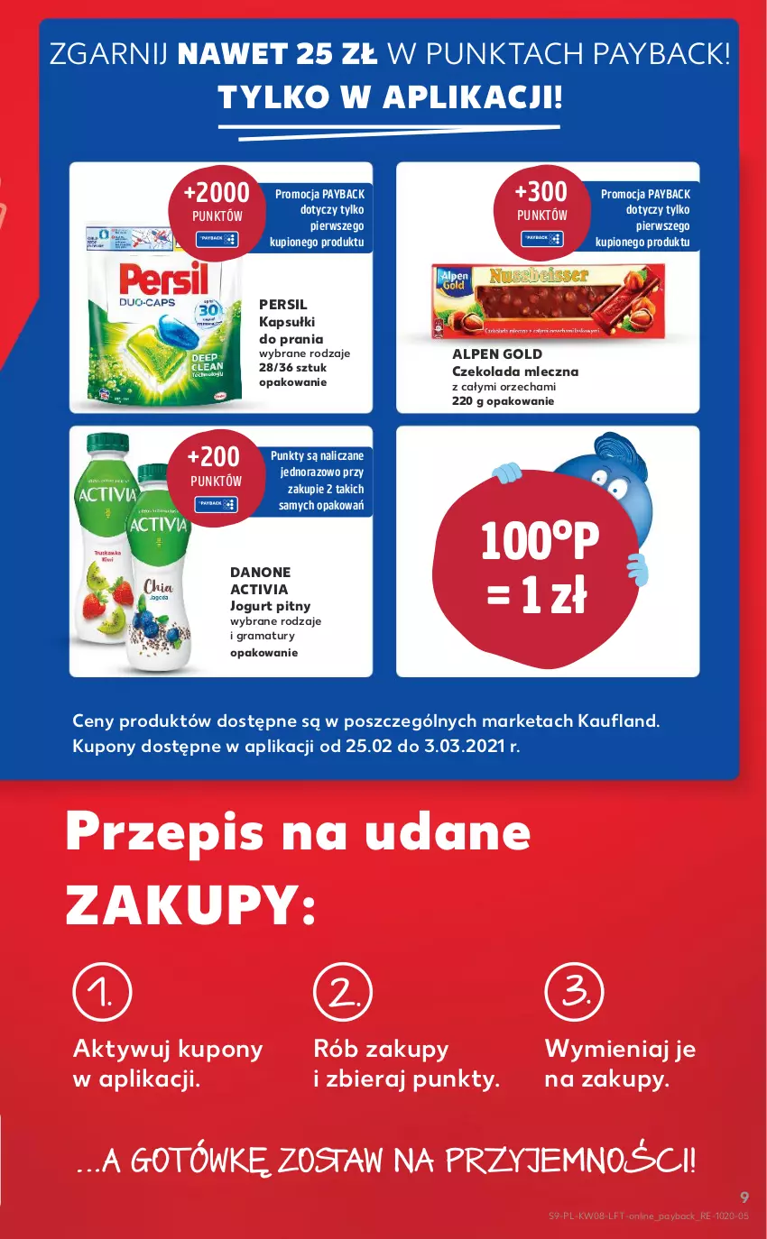 Gazetka promocyjna Kaufland - OFERTA TYGODNIA - ważna 25.02 do 03.03.2021 - strona 9 - produkty: Activia, Czekolada, Czekolada mleczna, Danone, Gra, Jogurt, Jogurt pitny, Kapsułki do prania, Persil, Rama