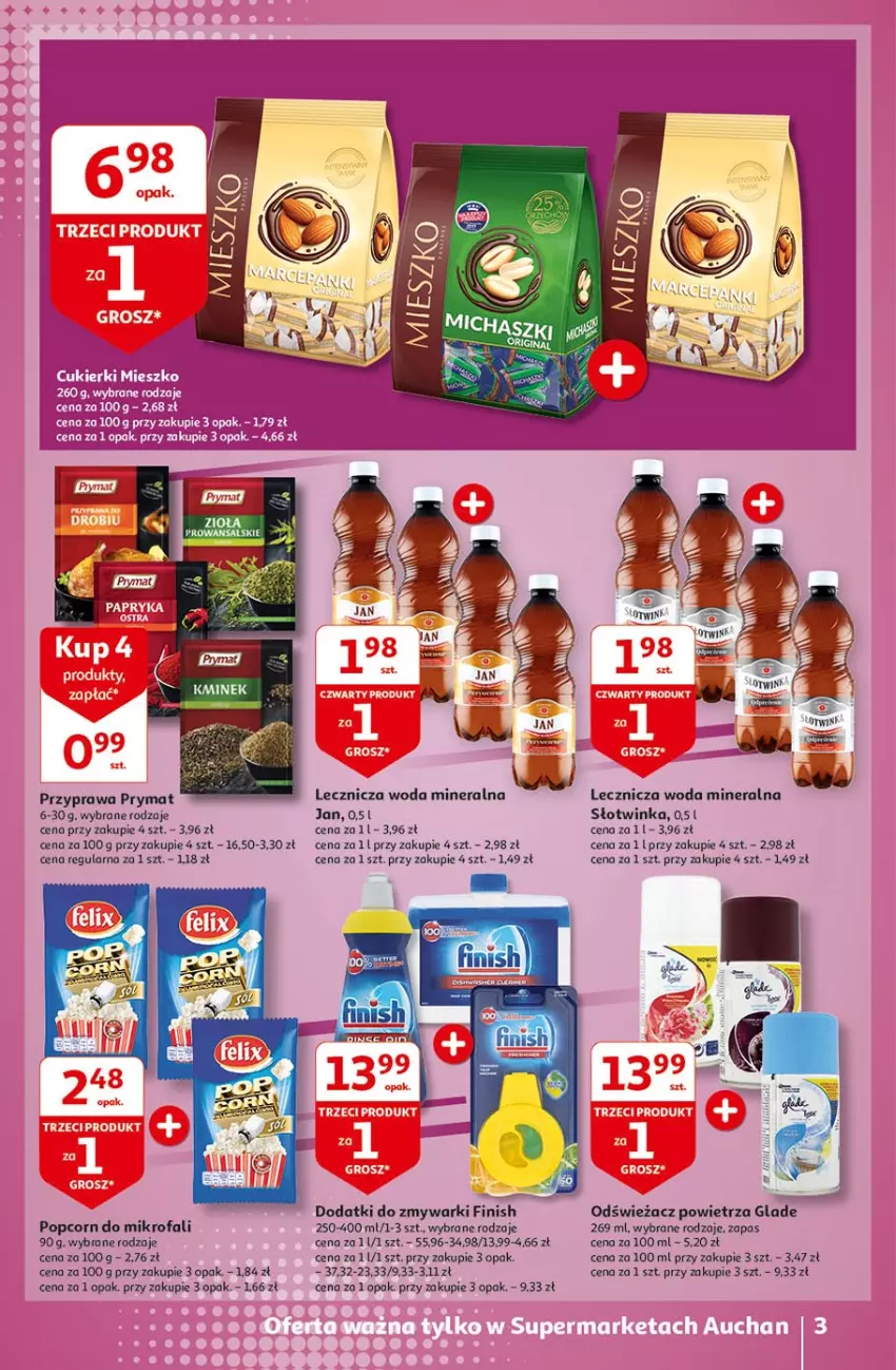 Gazetka promocyjna Auchan - Więcej za mniej Sueprmarkety - ważna 11.03 do 17.03.2021 - strona 3 - produkty: EPEE, Fa, Finish, Inka, Odświeżacz powietrza, Popcorn, Prymat, Woda, Woda mineralna, Zmywarki, Znicz