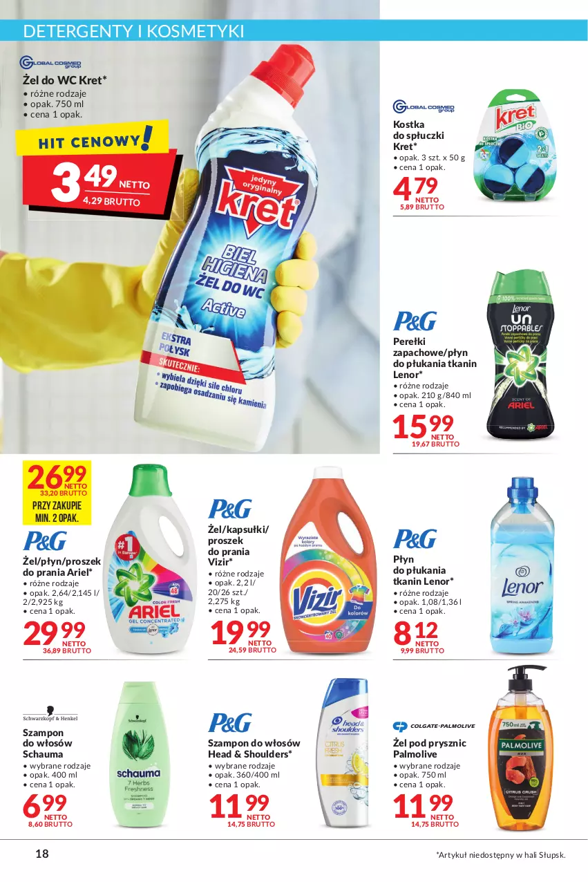 Gazetka promocyjna Makro - [Oferta promocyjna] Artykuły spożywcze i przemysłowe - ważna 09.08 do 22.08.2022 - strona 18 - produkty: Ariel, Kret, Lenor, Palmolive, Perełki zapachowe, Płyn do płukania, Proszek do prania, Schauma, Szampon, Vizir