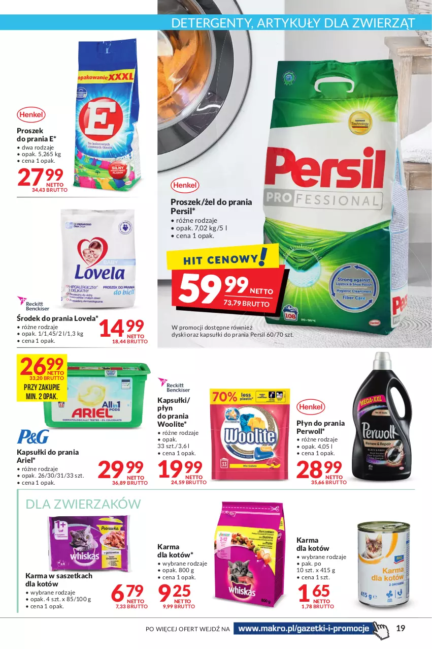 Gazetka promocyjna Makro - [Oferta promocyjna] Artykuły spożywcze i przemysłowe - ważna 09.08 do 22.08.2022 - strona 19 - produkty: Ariel, Kapsułki do prania, Lovela, Persil, Perwoll, Płyn do prania, Proszek do prania, Woolite