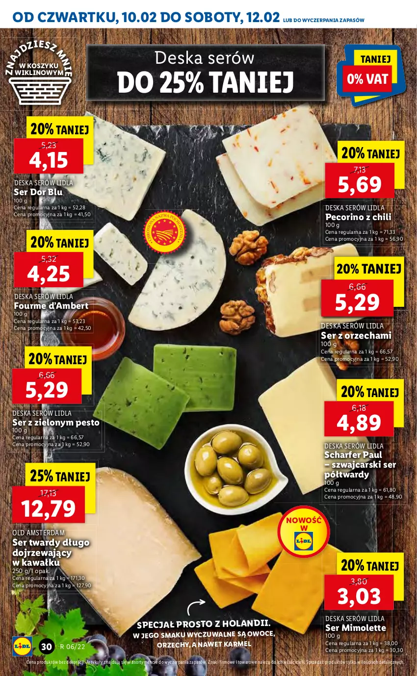 Gazetka promocyjna Lidl - GAZETKA - ważna 10.02 do 12.02.2022 - strona 30 - produkty: Cars, Kawa, Kosz, Mimolette, Owoce, Pecorino, Pesto, Ser