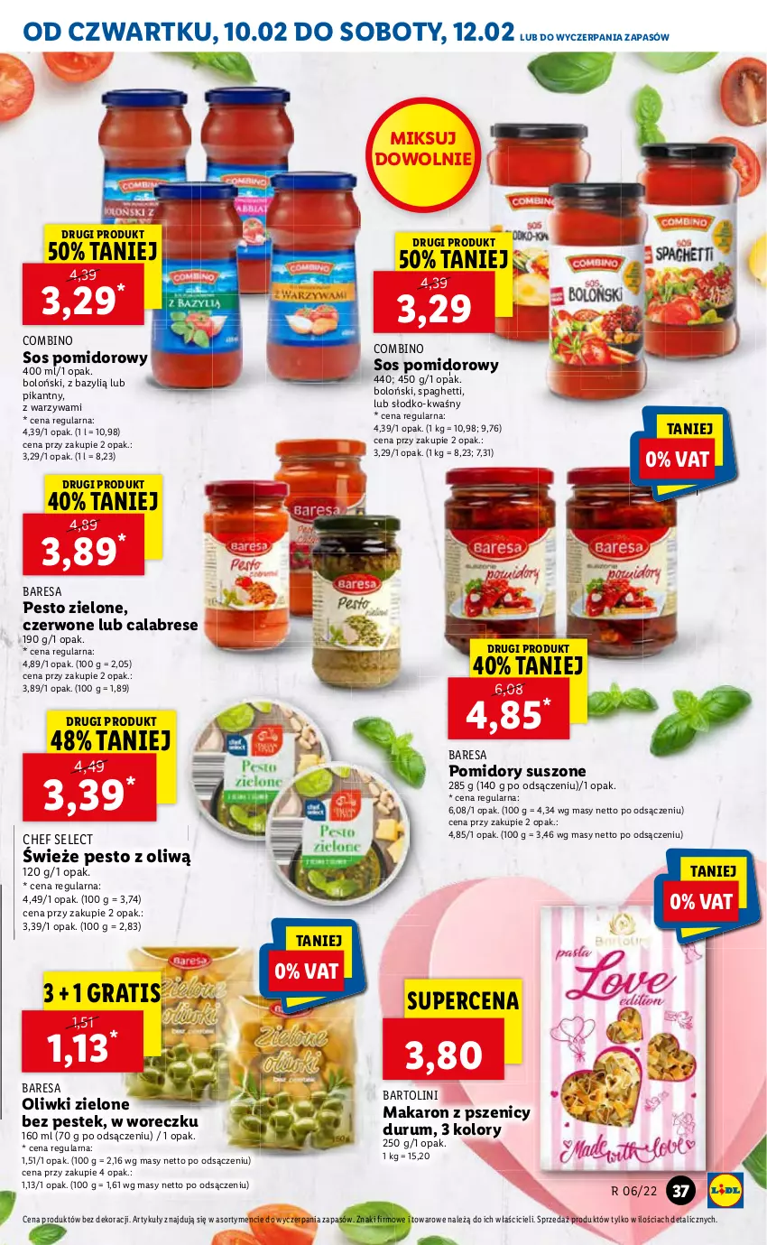 Gazetka promocyjna Lidl - GAZETKA - ważna 10.02 do 12.02.2022 - strona 37 - produkty: Gra, Makaron, Oliwki, Oliwki zielone, Pesto, Pomidory, Rum, Sos, Sos pomidorowy, Stek