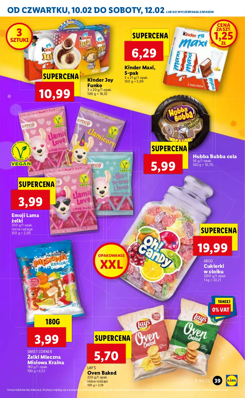 Gazetka promocyjna Lidl - GAZETKA - ważna 10.02 do 12.02.2022 - strona 39 - produkty: Cukier, Cukierki, Kinder