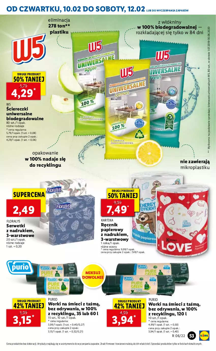 Gazetka promocyjna Lidl - GAZETKA - ważna 10.02 do 12.02.2022 - strona 53 - produkty: Gra, Papier, Ręcznik, Ser, Serwetki, Worki na śmiec, Worki na śmieci