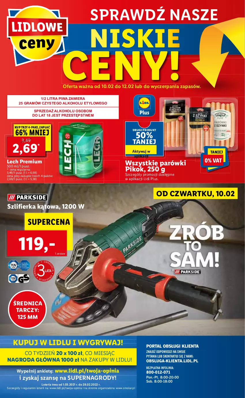 Gazetka promocyjna Lidl - GAZETKA - ważna 10.02 do 12.02.2022 - strona 54 - produkty: Gra, Gry, Mola, Parówki, PIKOK, Piwa, Szlifierka, Szlifierka kątowa