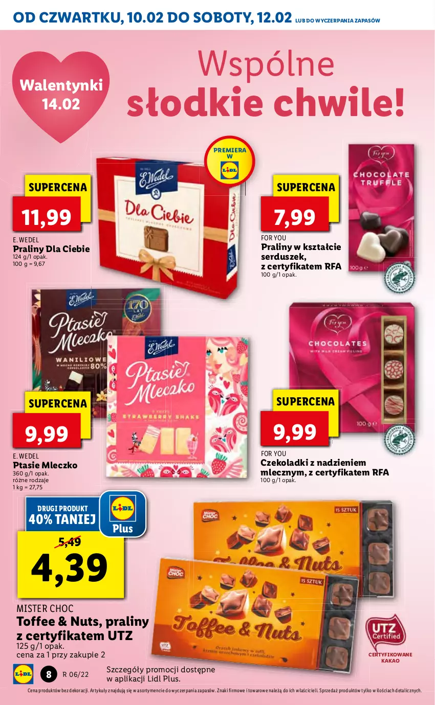 Gazetka promocyjna Lidl - GAZETKA - ważna 10.02 do 12.02.2022 - strona 8 - produkty: Kakao, Mleczko, Praliny, Ptasie mleczko, Ser