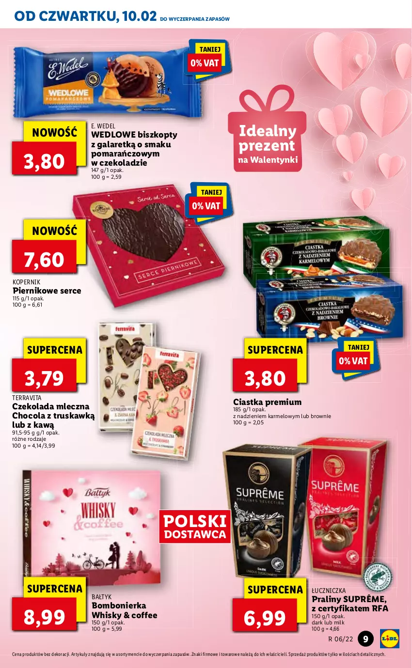 Gazetka promocyjna Lidl - GAZETKA - ważna 10.02 do 12.02.2022 - strona 9 - produkty: Ciastka, Czekolada, Czekolada mleczna, Gala, Praliny, Ser