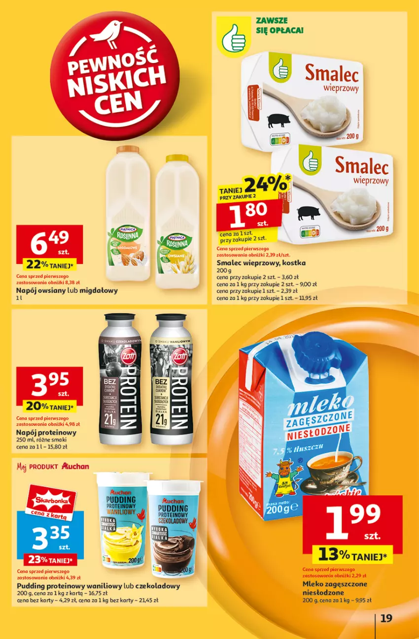 Gazetka promocyjna Auchan - Gazetka Pewność Niskich Cen Hipermarket Auchan - ważna 05.09 do 11.09.2024 - strona 21 - produkty: Mleko, Mleko zagęszczone, Napój, Pudding, Smalec