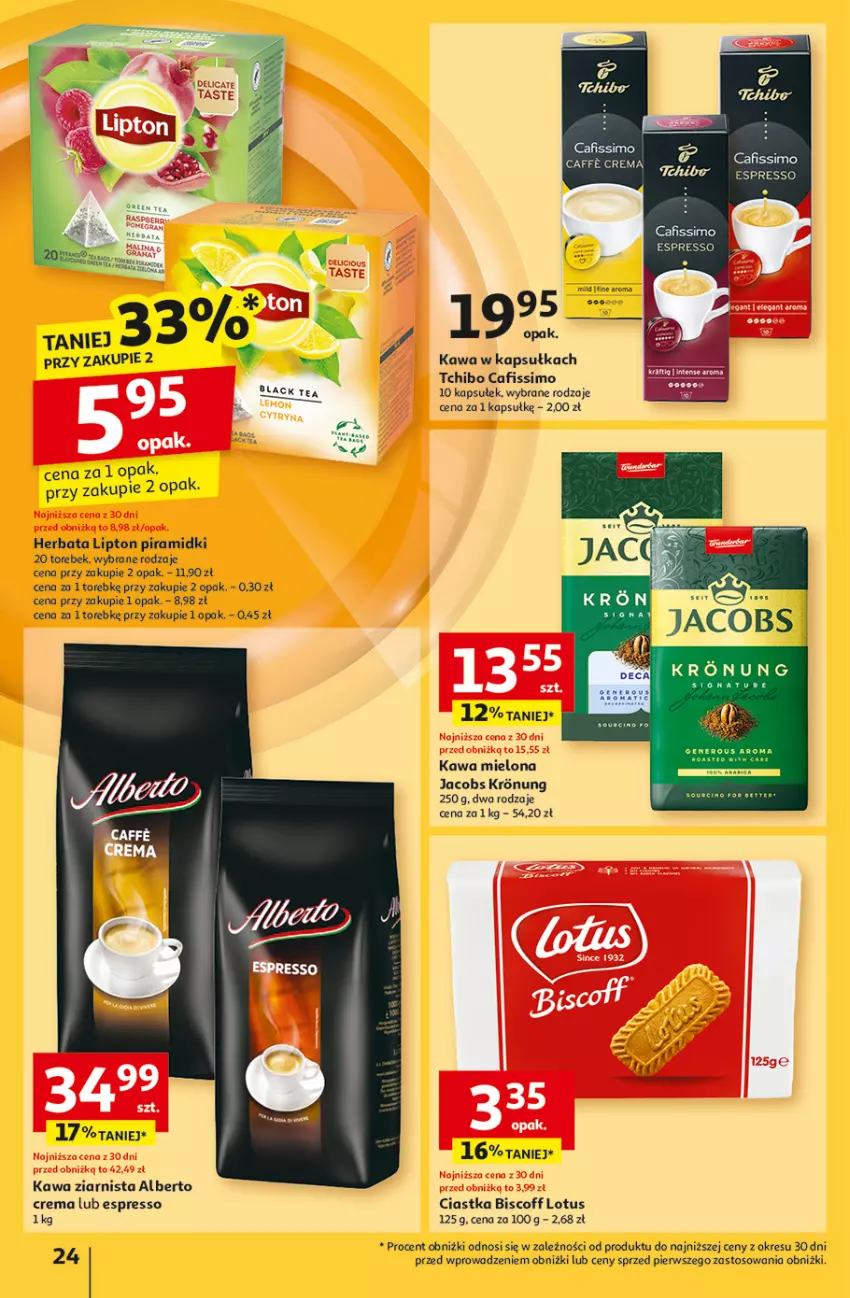 Gazetka promocyjna Auchan - Gazetka Pewność Niskich Cen Hipermarket Auchan - ważna 05.09 do 11.09.2024 - strona 26 - produkty: Cafissimo, Ciastka, Herbata, Jacobs, Kawa, Kawa mielona, Kawa ziarnista, Lack, Lipton, Tchibo