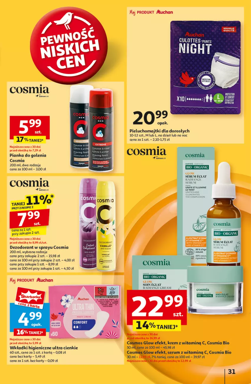 Gazetka promocyjna Auchan - Gazetka Pewność Niskich Cen Hipermarket Auchan - ważna 05.09 do 11.09.2024 - strona 33 - produkty: Dezodorant, Eclat, Majtki, Pianka do golenia, Pieluchomajtki, Rum, Ser, Serum, Wkładki