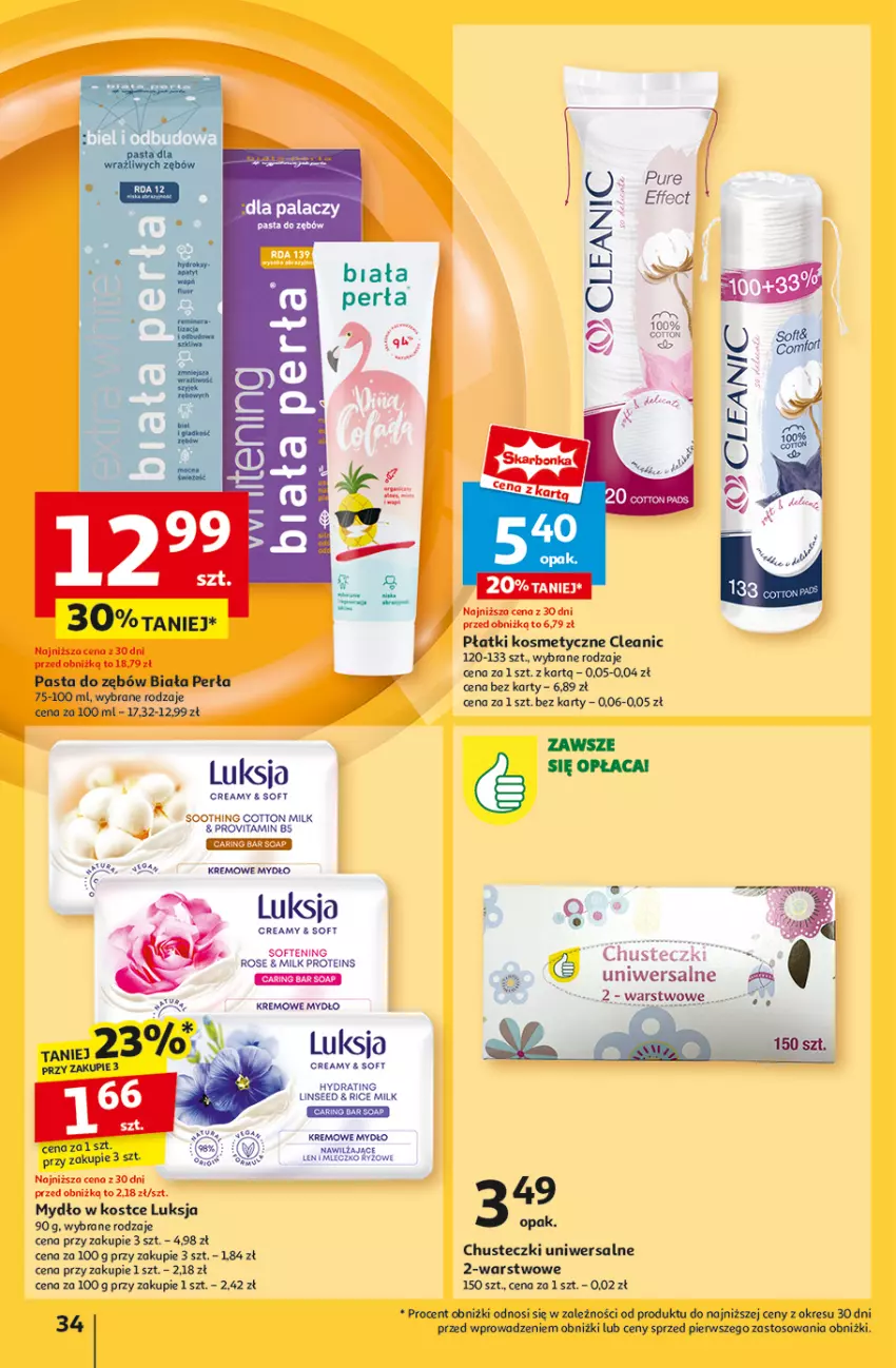 Gazetka promocyjna Auchan - Gazetka Pewność Niskich Cen Hipermarket Auchan - ważna 05.09 do 11.09.2024 - strona 36 - produkty: Chusteczki, Cleanic, Koc, Luksja, Mydło, Pasta do zębów, Perła, Płatki kosmetyczne, Ryż