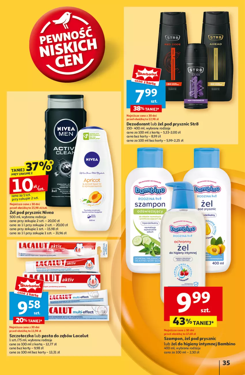 Gazetka promocyjna Auchan - Gazetka Pewność Niskich Cen Hipermarket Auchan - ważna 05.09 do 11.09.2024 - strona 37 - produkty: Dezodorant, Fa, Lacalut, Nivea, Pasta do zębów, Por, Sos, Str8, Szampon, Szczoteczka