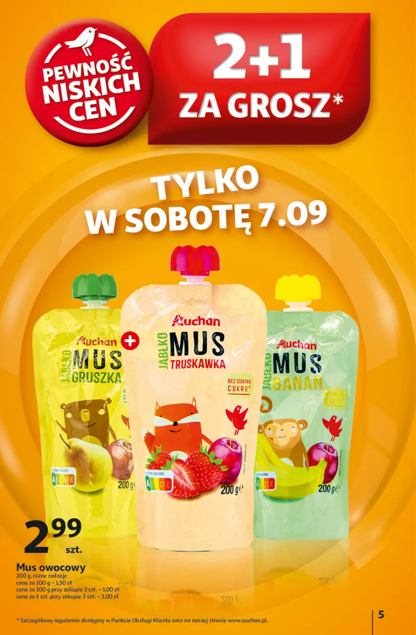 Gazetka promocyjna Auchan - Gazetka Pewność Niskich Cen Hipermarket Auchan - ważna 05.09 do 11.09.2024 - strona 5 - produkty: Mus