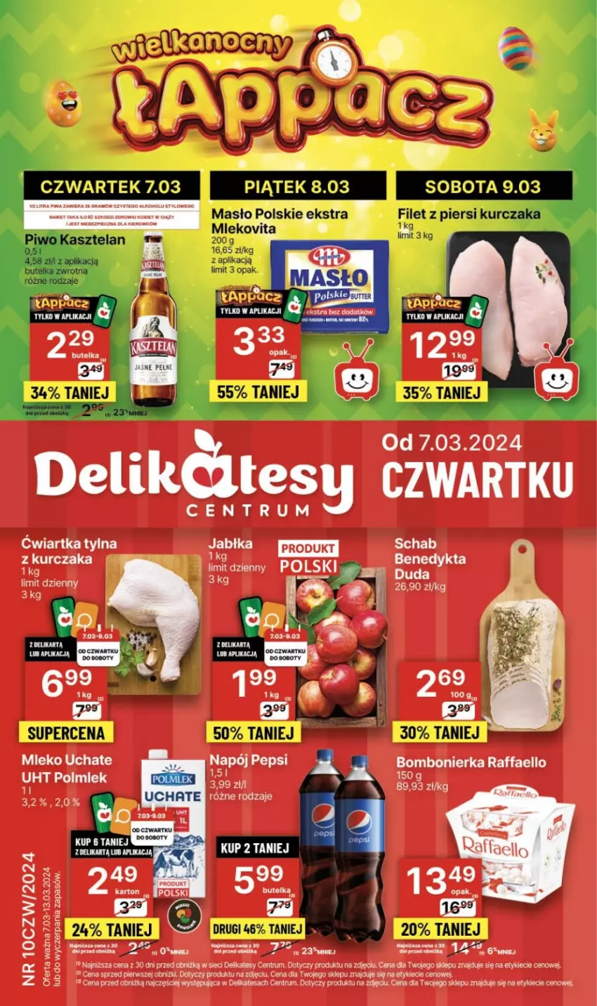 Gazetka promocyjna Delikatesy Centrum - NOWA GAZETKA Delikatesy Centrum od 7 marca! 7-13.03.2024 - ważna 07.03 do 13.03.2024 - strona 1 - produkty: Fa, Gra, Jabłka, Kurczak, Mleko, Pepsi, Piwa, Polmiek, Por, Raffaello, Rum