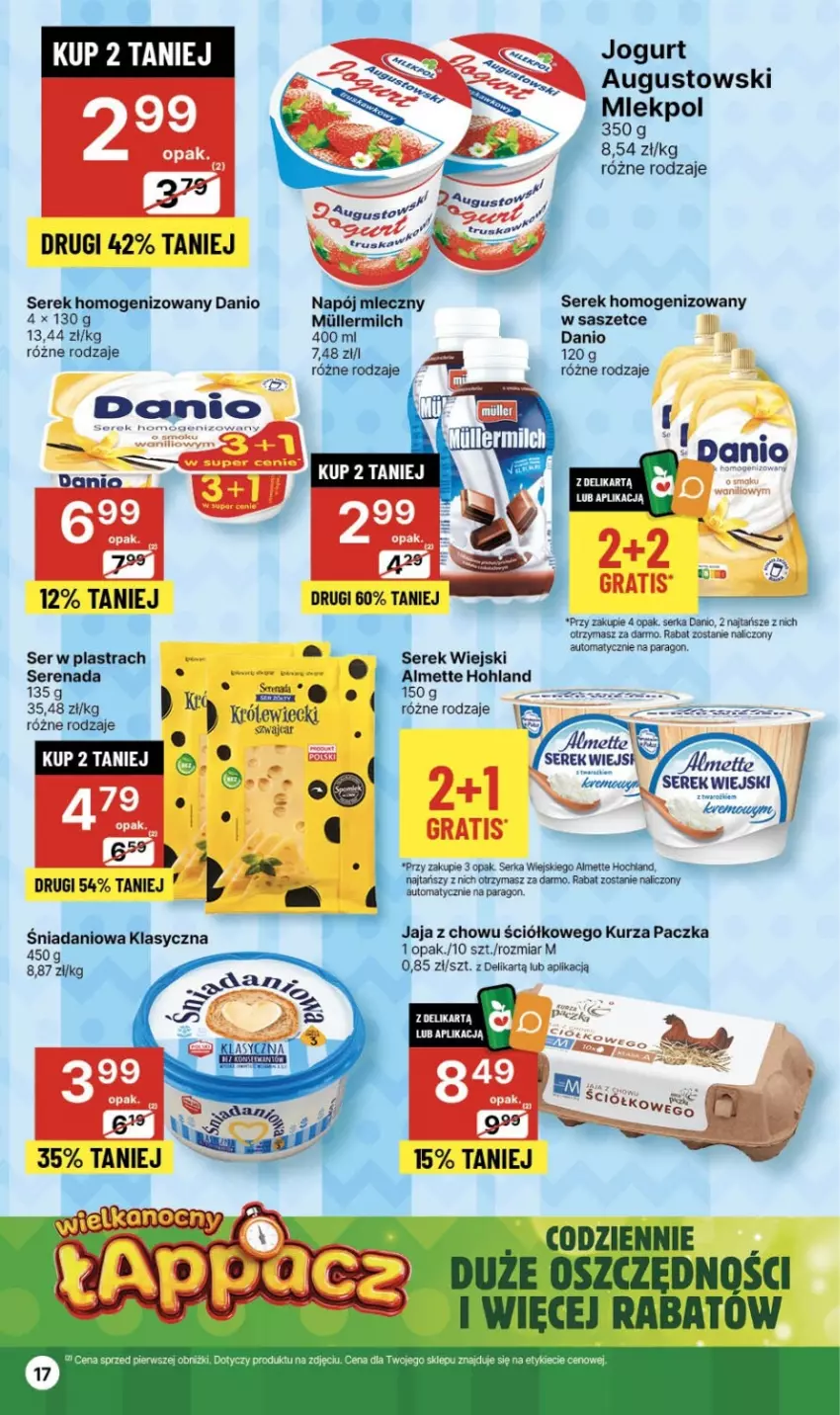 Gazetka promocyjna Delikatesy Centrum - NOWA GAZETKA Delikatesy Centrum od 7 marca! 7-13.03.2024 - ważna 07.03 do 13.03.2024 - strona 17 - produkty: Almette, Danio, Hochland, Jaja, Jogurt, Ser, Serek, Serek homogenizowany, Serek wiejski, Tera