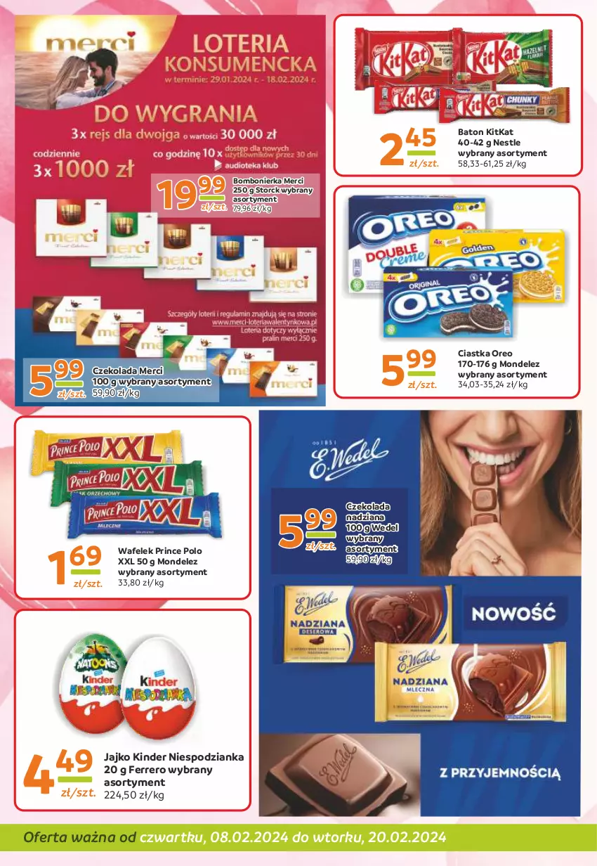 Gazetka promocyjna Gama - Gazetka Gama - ważna 08.02 do 20.02.2024 - strona 4 - produkty: Baton, Ciastka, Czekolada, Ferrero, Kinder, Merci, Oreo, Prince Polo, Wafelek