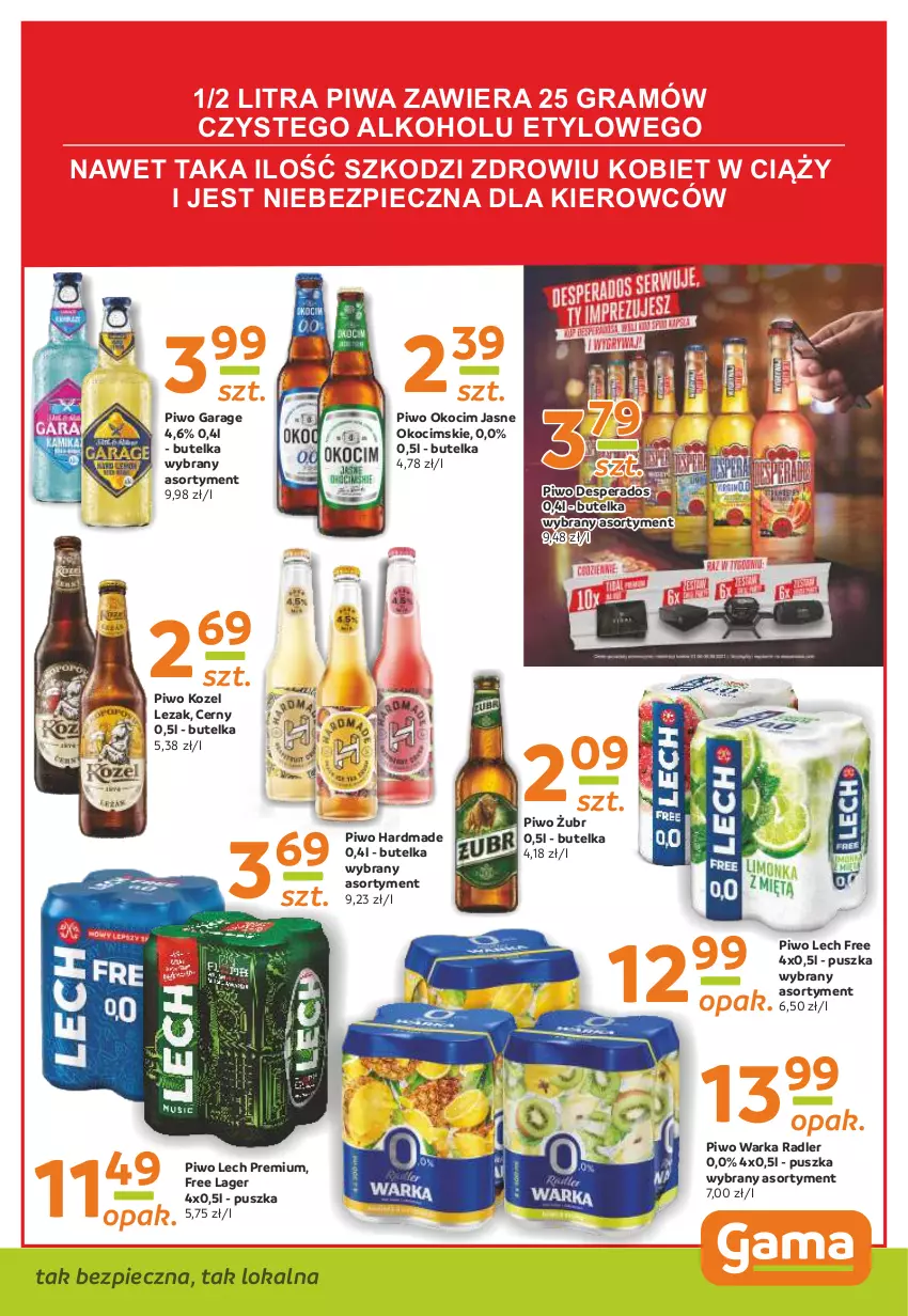 Gazetka promocyjna Gama - Gazetka Gama - ważna 22.07 do 02.08.2021 - strona 11 - produkty: Desperados, Gra, Koc, Kozel, Lech Premium, Okocim, Piec, Piwa, Piwo, Radler, Warka