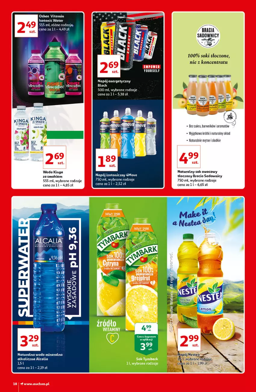 Gazetka promocyjna Auchan - Kultowe marki Hipermarkety - ważna 08.04 do 14.04.2021 - strona 18 - produkty: Fa, Gra, Lack, Mus, Napój, Napój energetyczny, Napój izotoniczny, Oshee, Sok, Woda, Woda mineralna