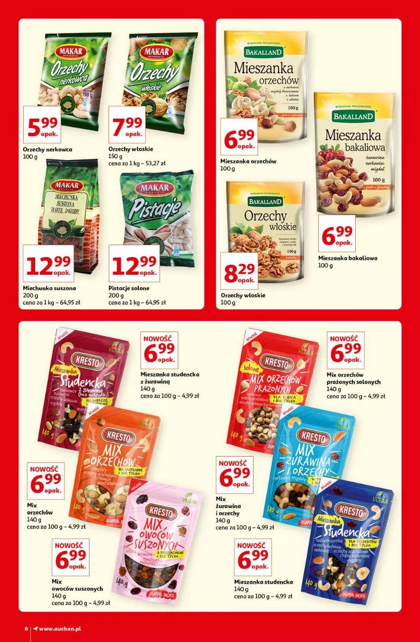 Gazetka promocyjna Auchan - Kultowe marki Hipermarkety - ważna 08.04 do 14.04.2021 - strona 6 - produkty: Bakalland, Fa, Mieszanka bakaliowa, Mieszanka studencka, Orzechy włoskie, Pistacje