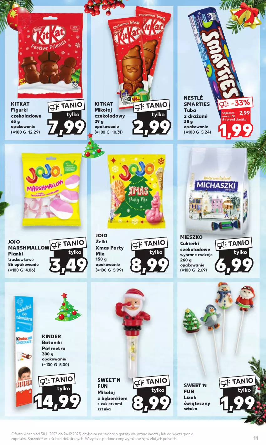 Gazetka promocyjna Kaufland - Kaufland - ważna 30.11 do 24.12.2023 - strona 11 - produkty: Baton, Cukier, Cukierki, Cukierki czekoladowe, Kinder, Mars, Nestlé, Tonik