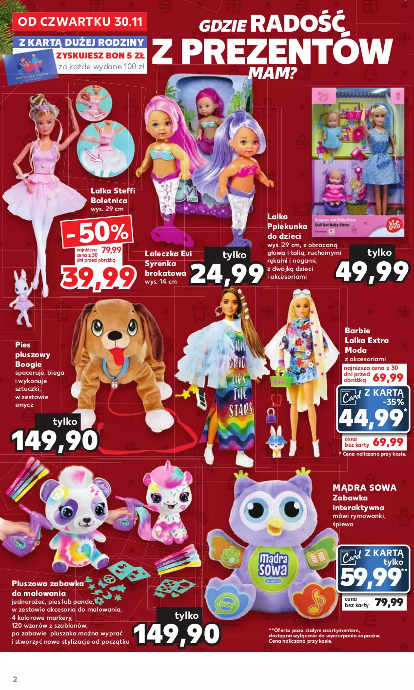 Gazetka promocyjna Kaufland - Kaufland - ważna 30.11 do 24.12.2023 - strona 2 - produkty: Acer, Barbie, Dzieci, Fa, Jednorożec, Lalka, Marker, Moda, Panda, Pluszak, Quiz, Smycz, Tera, Zabawka